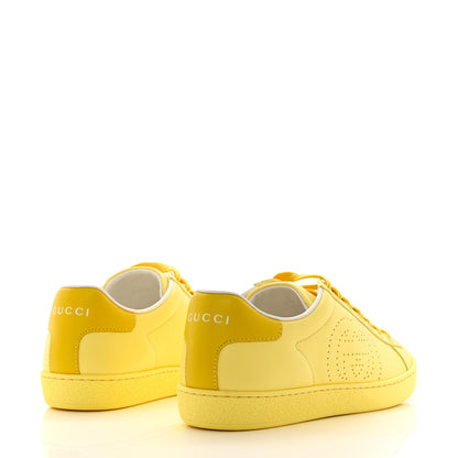 Gucci Calfskin Interlocking G Perforated Womens Ace Sneakers 36 Banana Straw Yellow 4 of 9