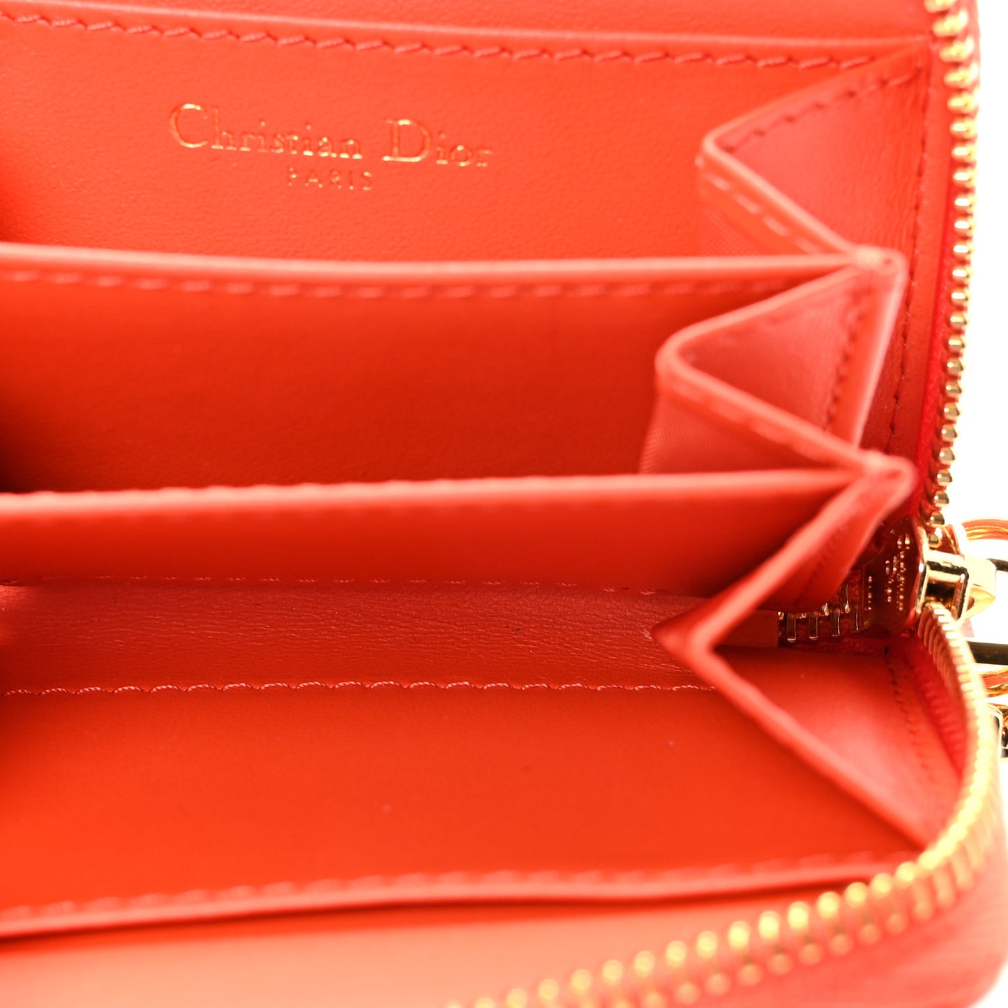 Grained Calfskin Supple Cannage Caro Compact Wallet  Orange