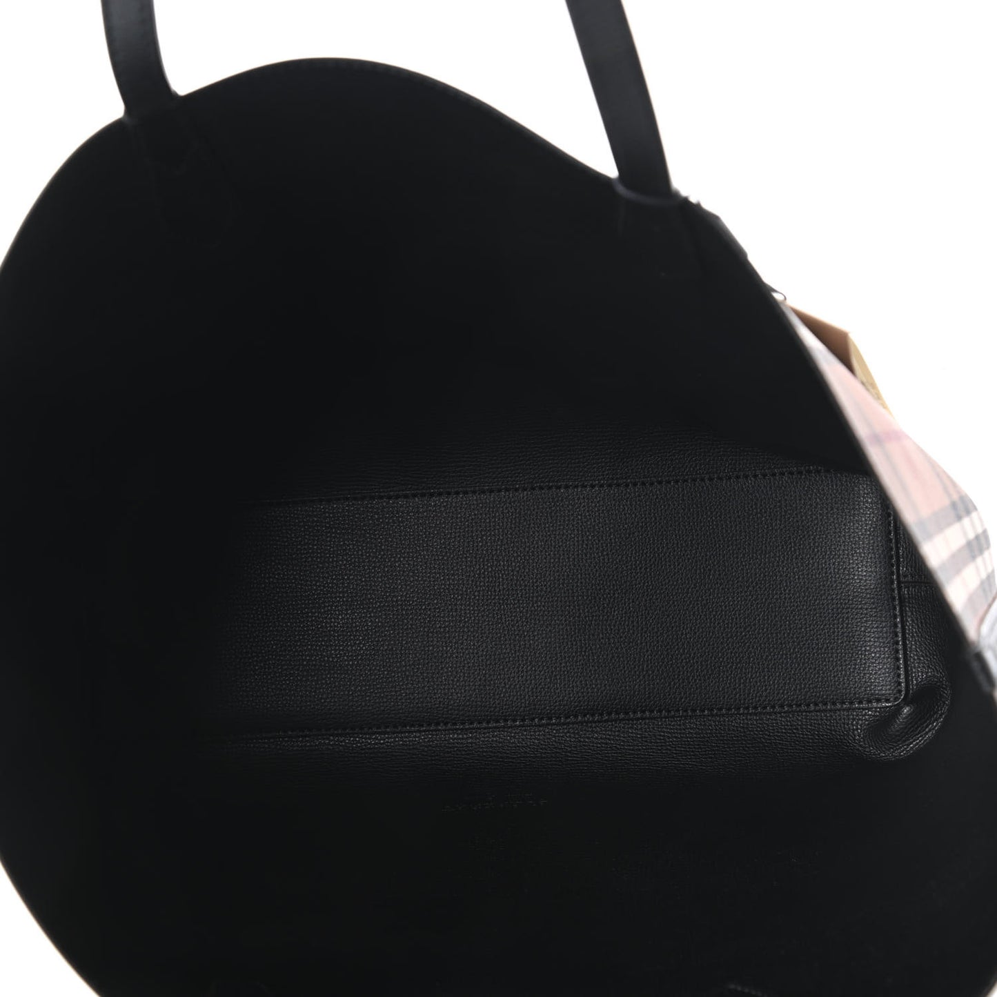 Grainy Calfskin Haymarket Check Medium Reversible Tote Black