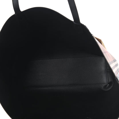 Burberry Grainy Calfskin Haymarket Check Medium Reversible Tote Black 13 of 16