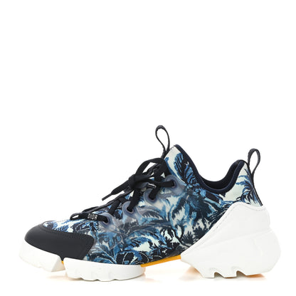 Christian Dior Neoprene Rubber Dior Palms Print Womens D-Connect Sneakers 39 Indigo Blue 1 of 7