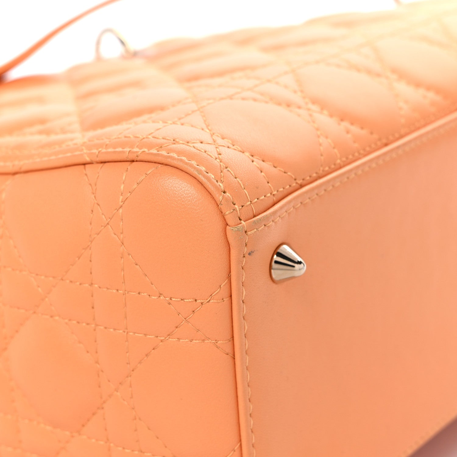 Christian Dior Lambskin Cannage Medium Lady Dior Orange 9 of 16