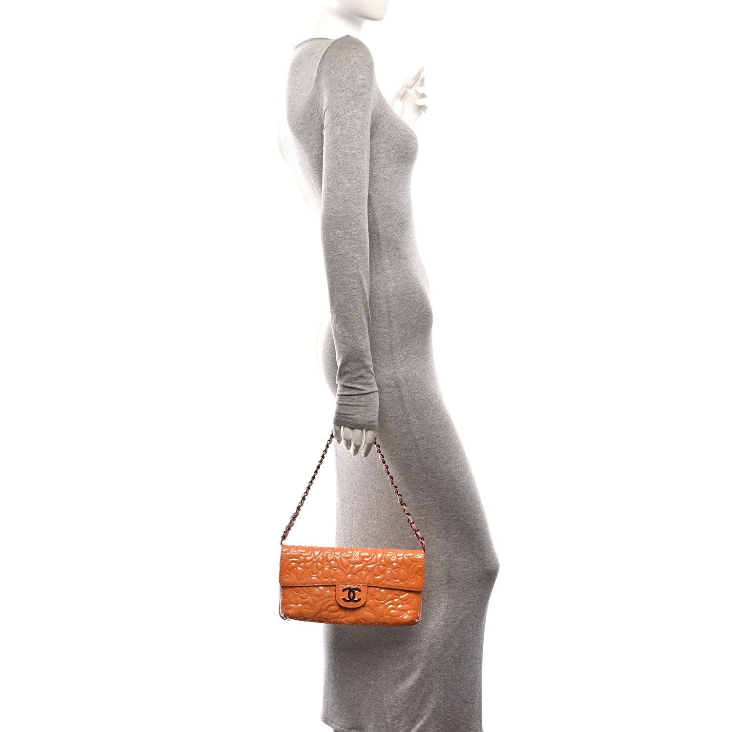 Chanel Patent Calfskin Camellia Embossed Flap Pink 2 of 11