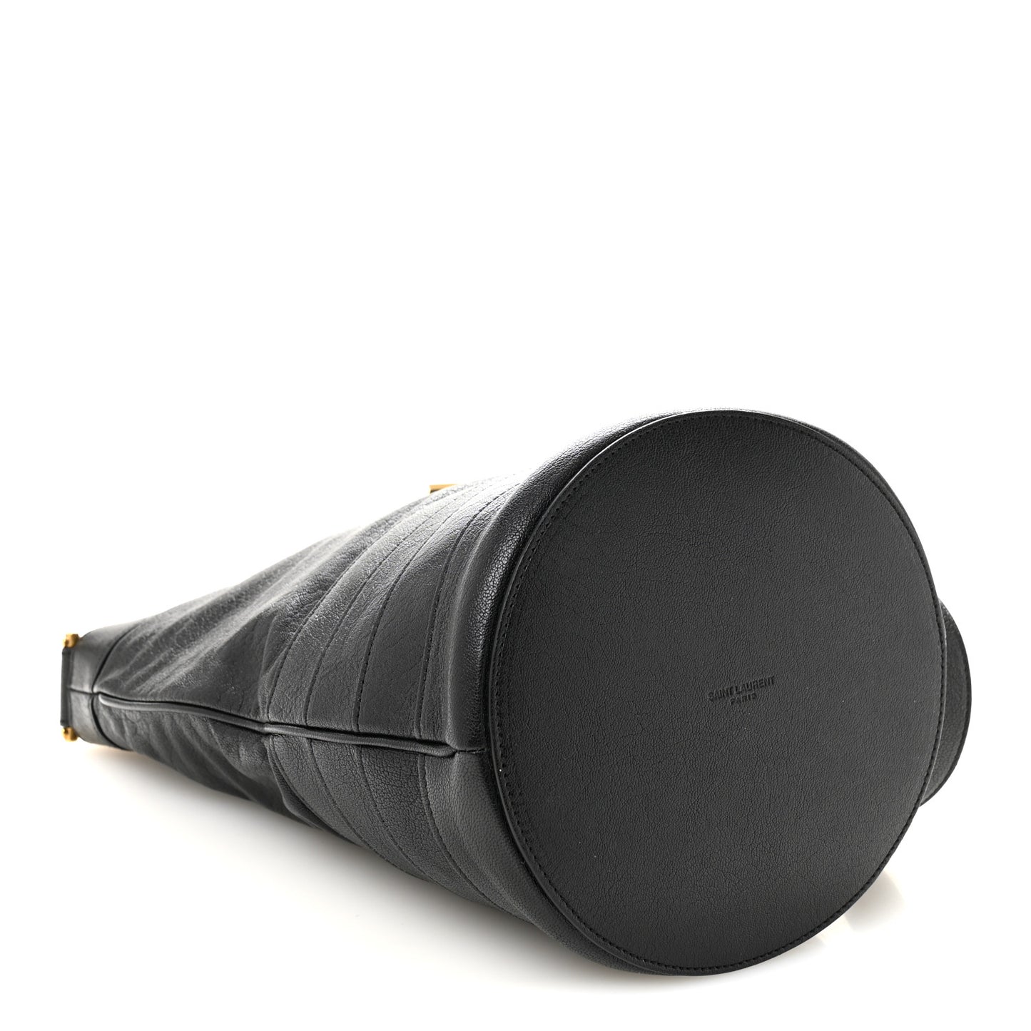 Lambskin Seau Fermoir Bucket Bag Black