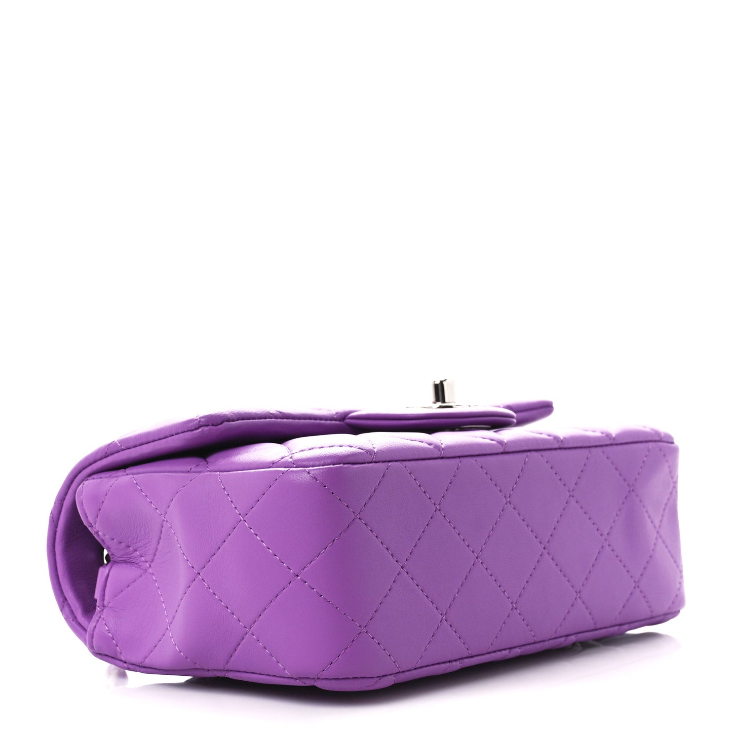 Lambskin Quilted Mini Rectangular Flap Purple