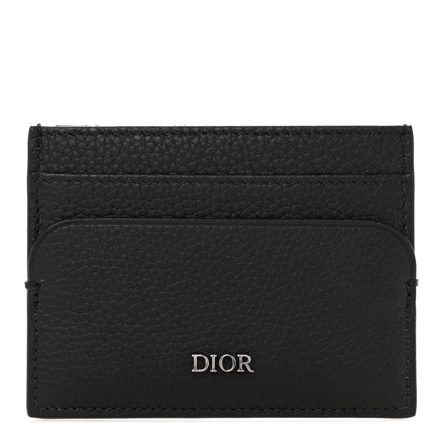 Christian Dior Grained Calfskin Logo Card Holder Black 1 of 7