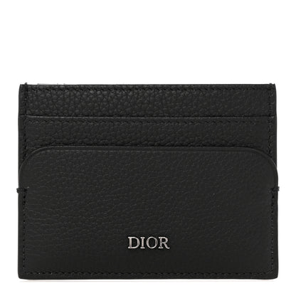 Christian Dior Grained Calfskin Logo Card Holder Black 1 of 7