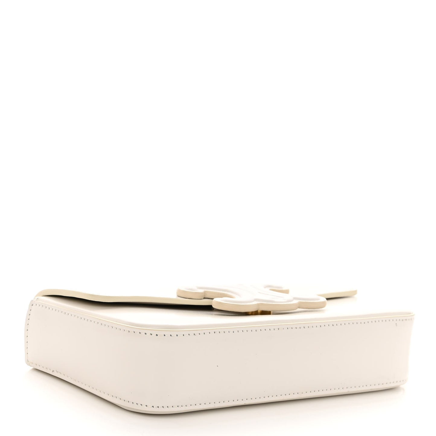Shiny Calfskin Cuir Triomphe Chain Shoulder Bag White
