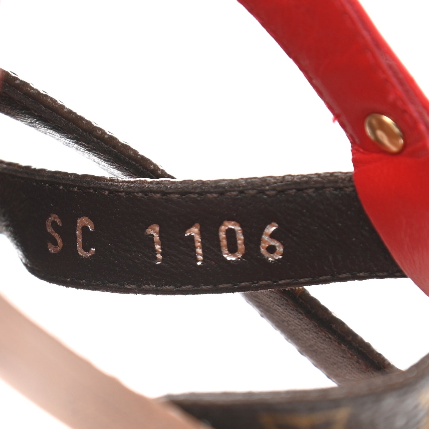 Monogram Patent Carimbo Flat Sandals 37.5 Red