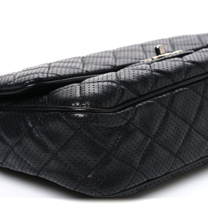 Chanel Lambskin Perforated Jumbo Punch Flap Black 9 of 10