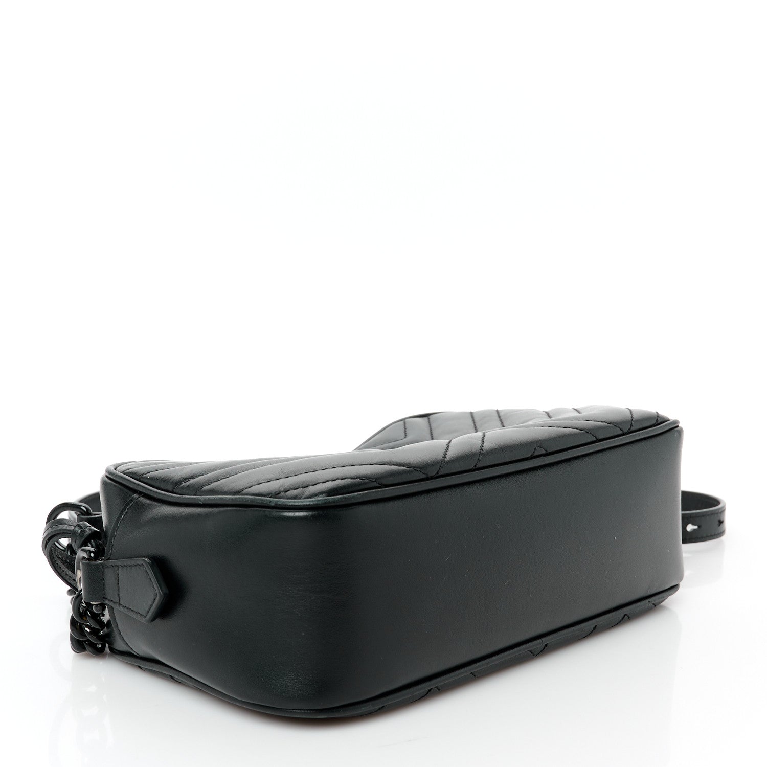 Gucci Calfskin Matelasse Monochrome Small GG Marmont Chain Shoulder Bag Black 4 of 11