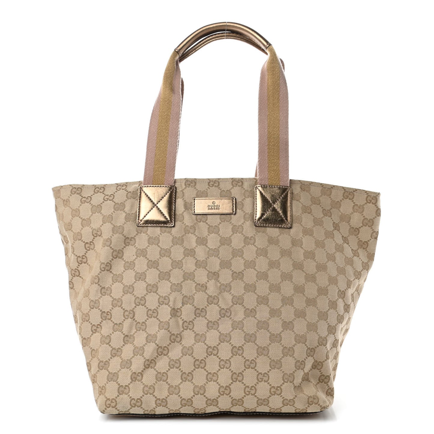 GG Monogram Large Web Handle Bucket Tote Gold