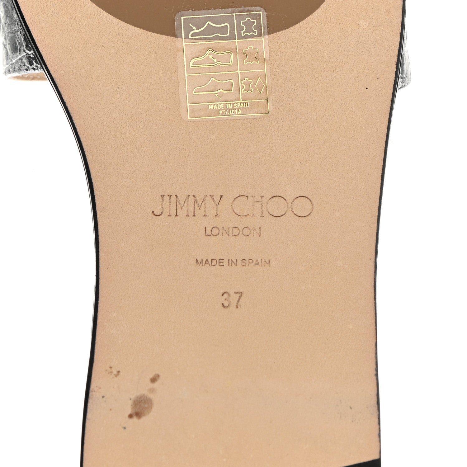 Jimmy Choo Metallic Crocodile Embossed Minea Flat Sandals 37 Silver 6 of 11