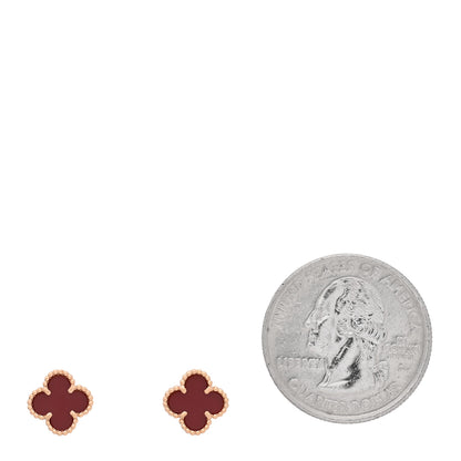 Van Cleef & Arpels 18K Rose Gold Carnelian Sweet Alhambra Earrings 2 of 5