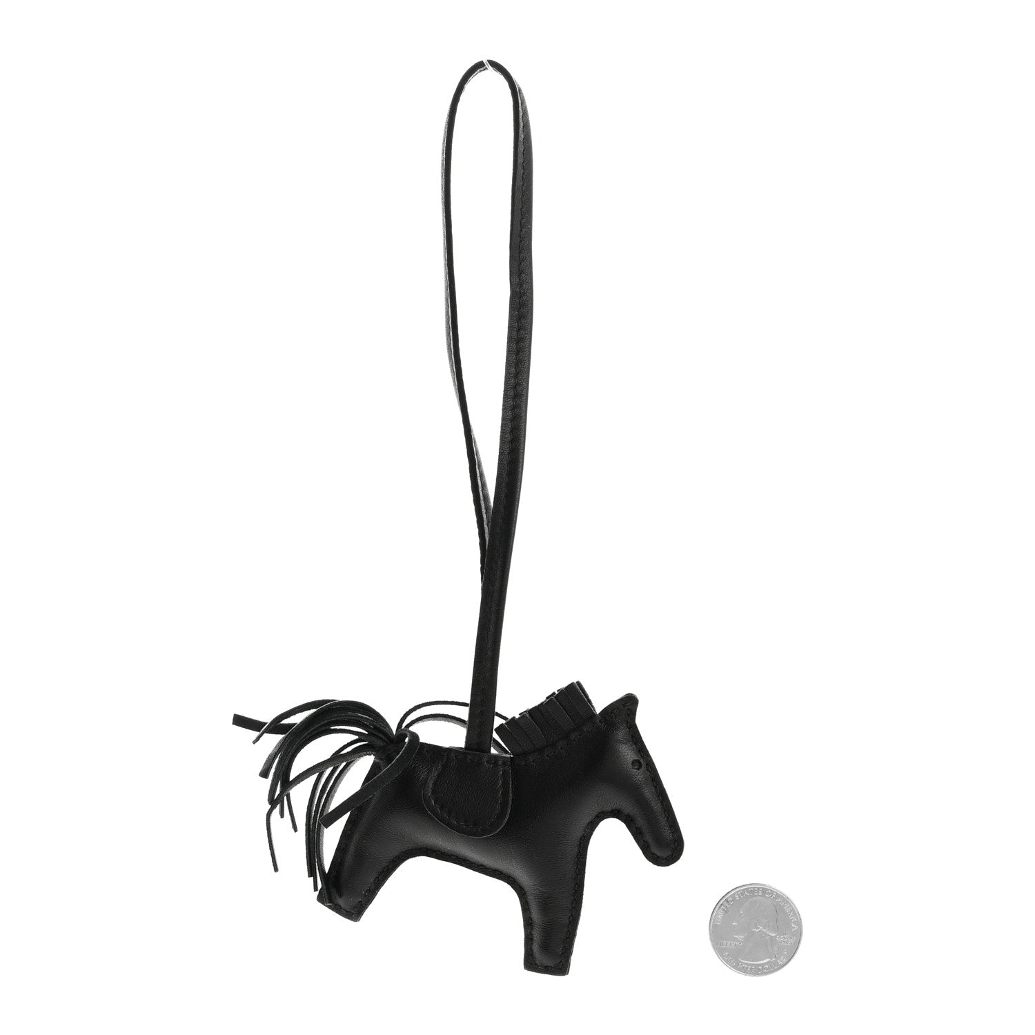 Hermes Milo Lambskin Grigri Rodeo Horse Bag Charm PM So Black 2 of 4