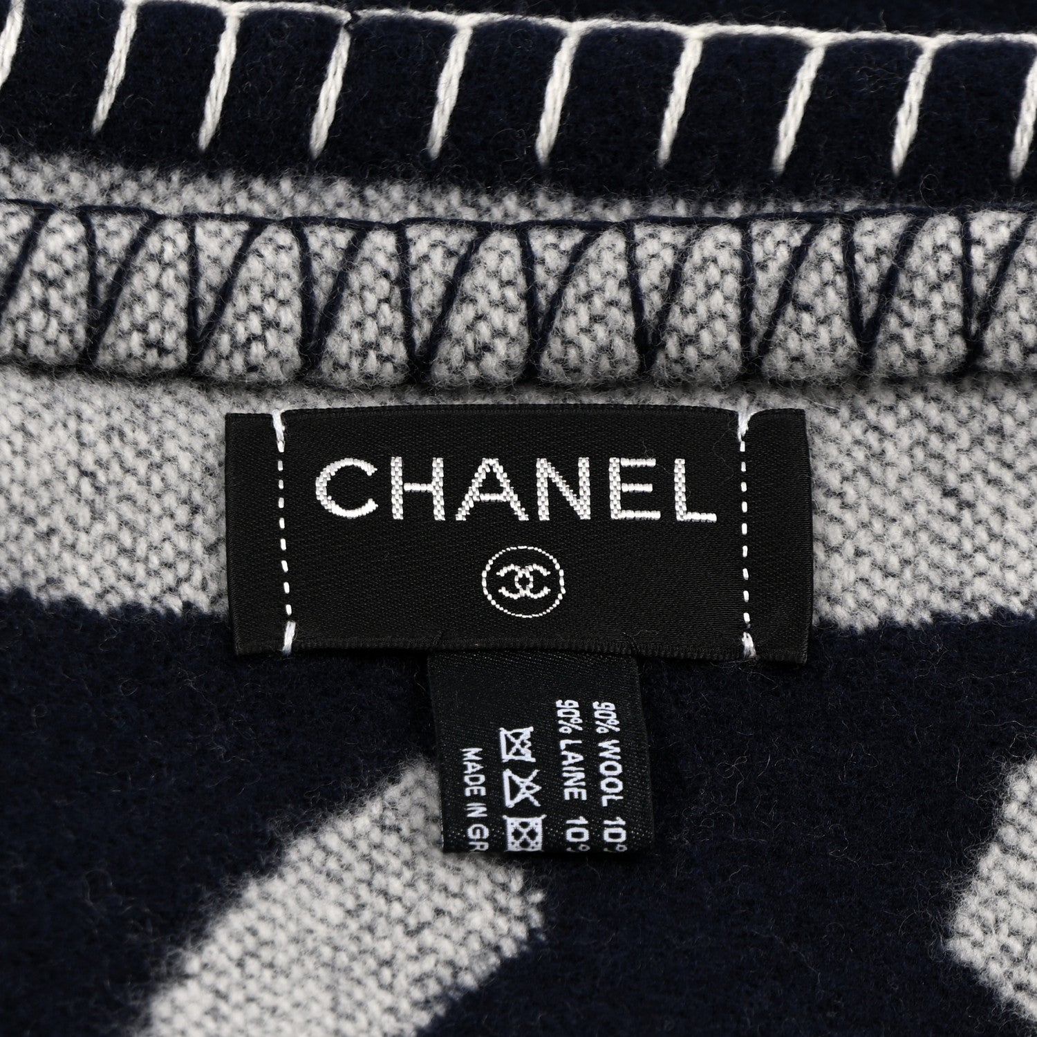 Chanel Wool CC Throw Blanket Navy Grey 3 of 3