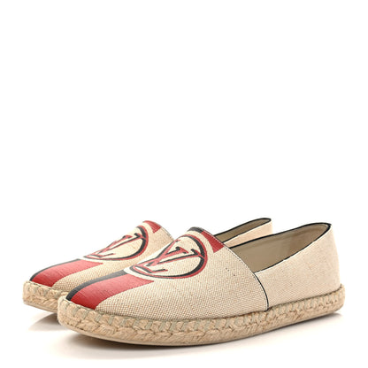 Louis Vuitton Canvas Postcard Espadrille Flats 38.5 Ecru 3 of 9