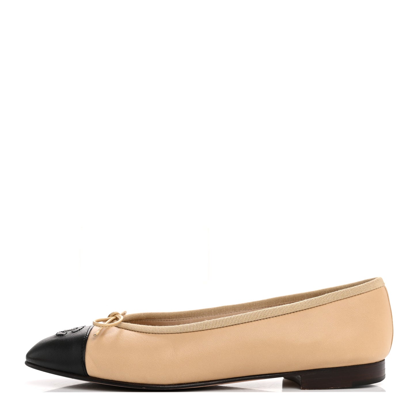 Lambskin Cap Toe CC Ballerina Flats 39 Beige Black