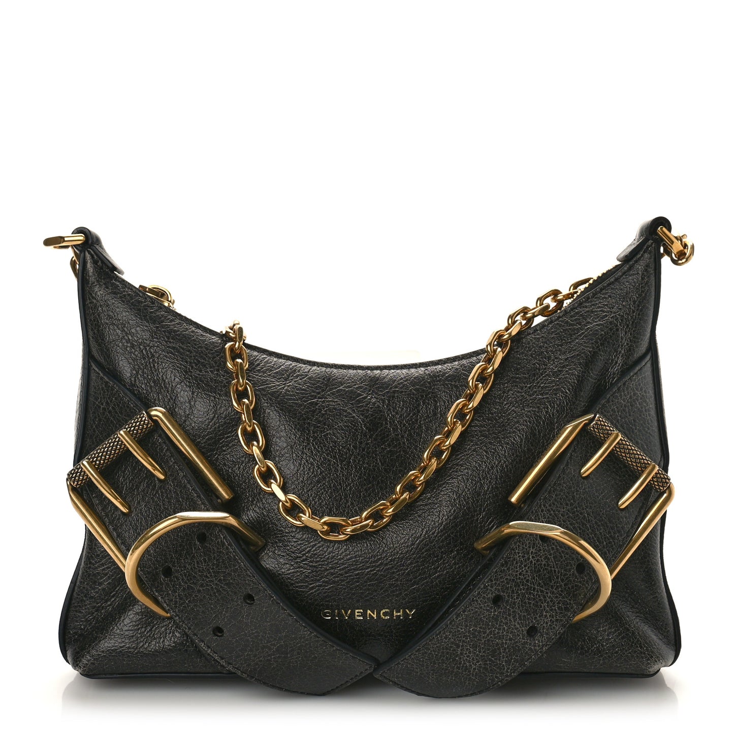 Aged Calfskin Mini Voyou Boyfriend Party Bag Black