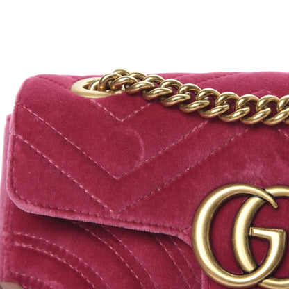 Gucci Velvet Matelasse Mini GG Marmont Shoulder Bag Light Raspberry Rose 11 of 12