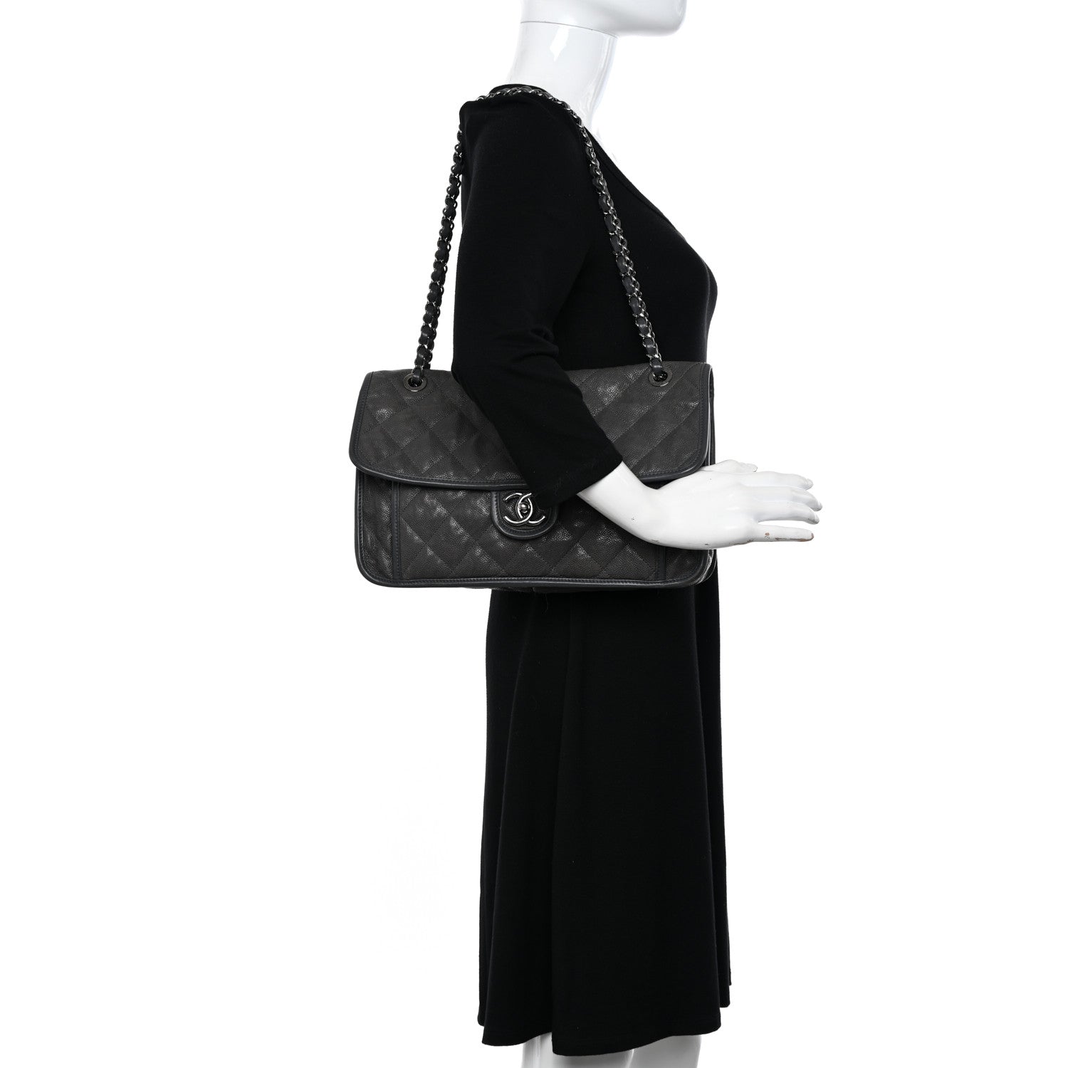 Chanel Caviar Quilted Large French Riviera Flap Dark Grey 2 of 13