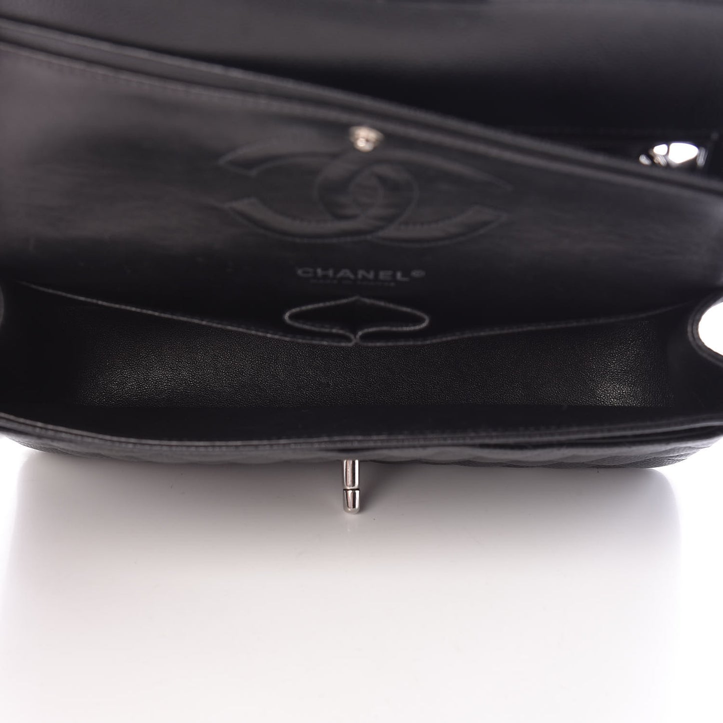 Caviar Quilted Medium Double Flap Black