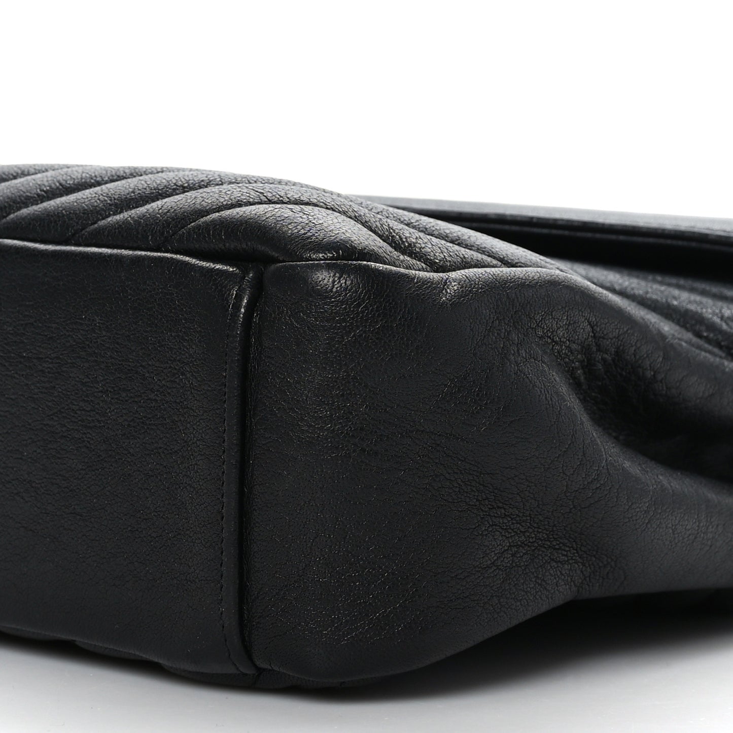 Sheepskin Matelasse Chevron Monogram Large College Satchel Black