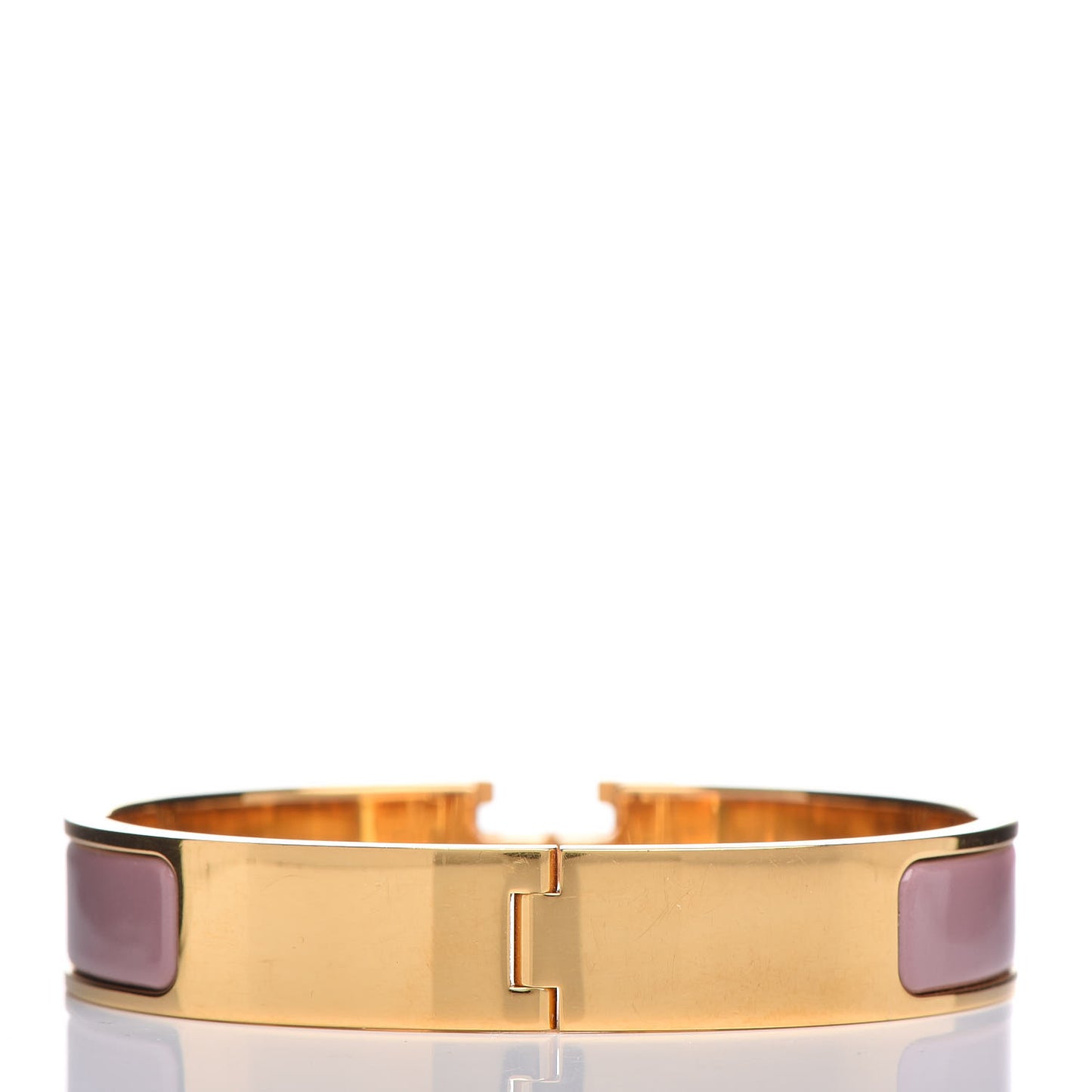 Enamel Narrow Clic Clac H Bracelet GM Bois De Rose