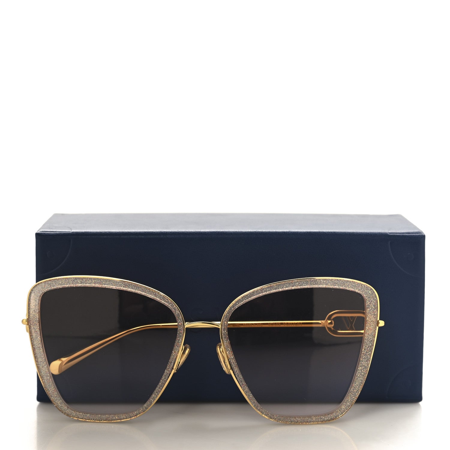 Louis Vuitton Metal LV Link One Cat Eye Sunglasses Z1771E Pink Glitter 7 of 7