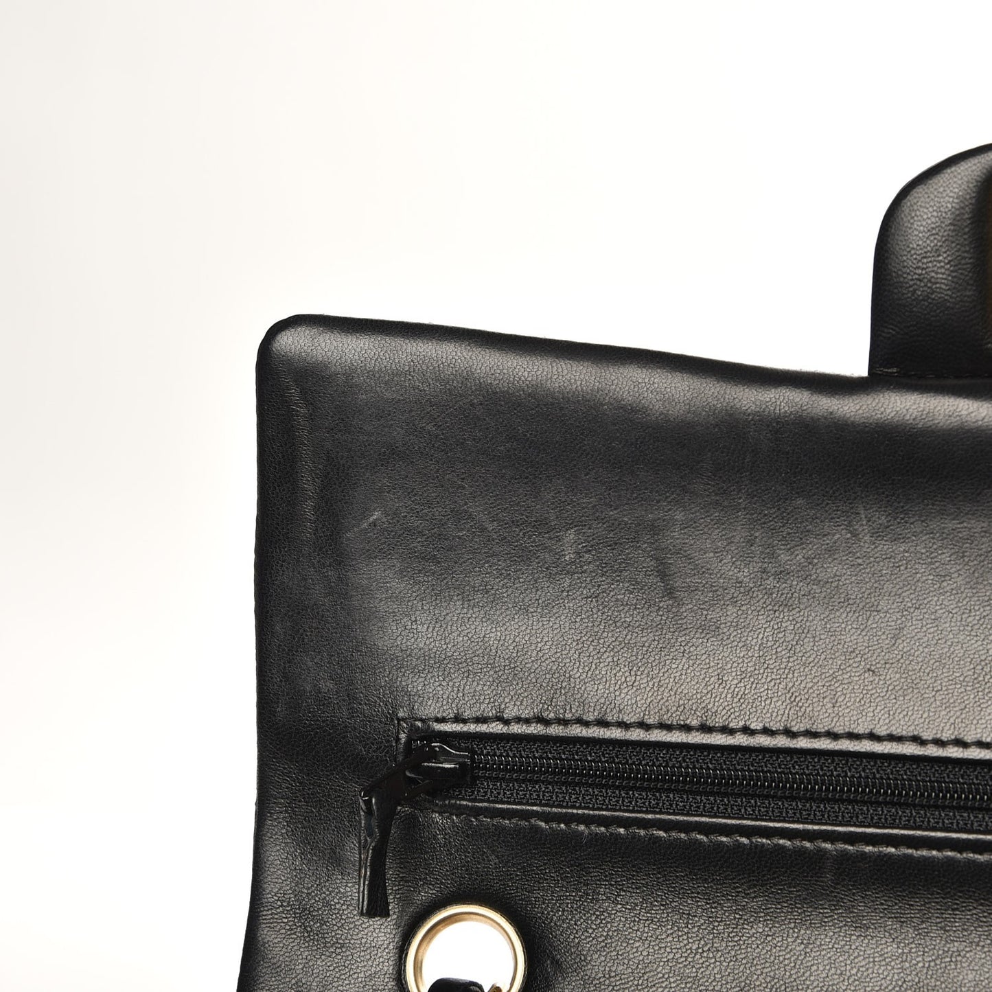 Lambskin Quilted Medium Double Flap Black
