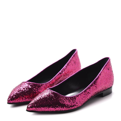Saint Laurent Metallic Sparkle Fabric Paris Ballet Flat 35 Fuchsia 3 of 8