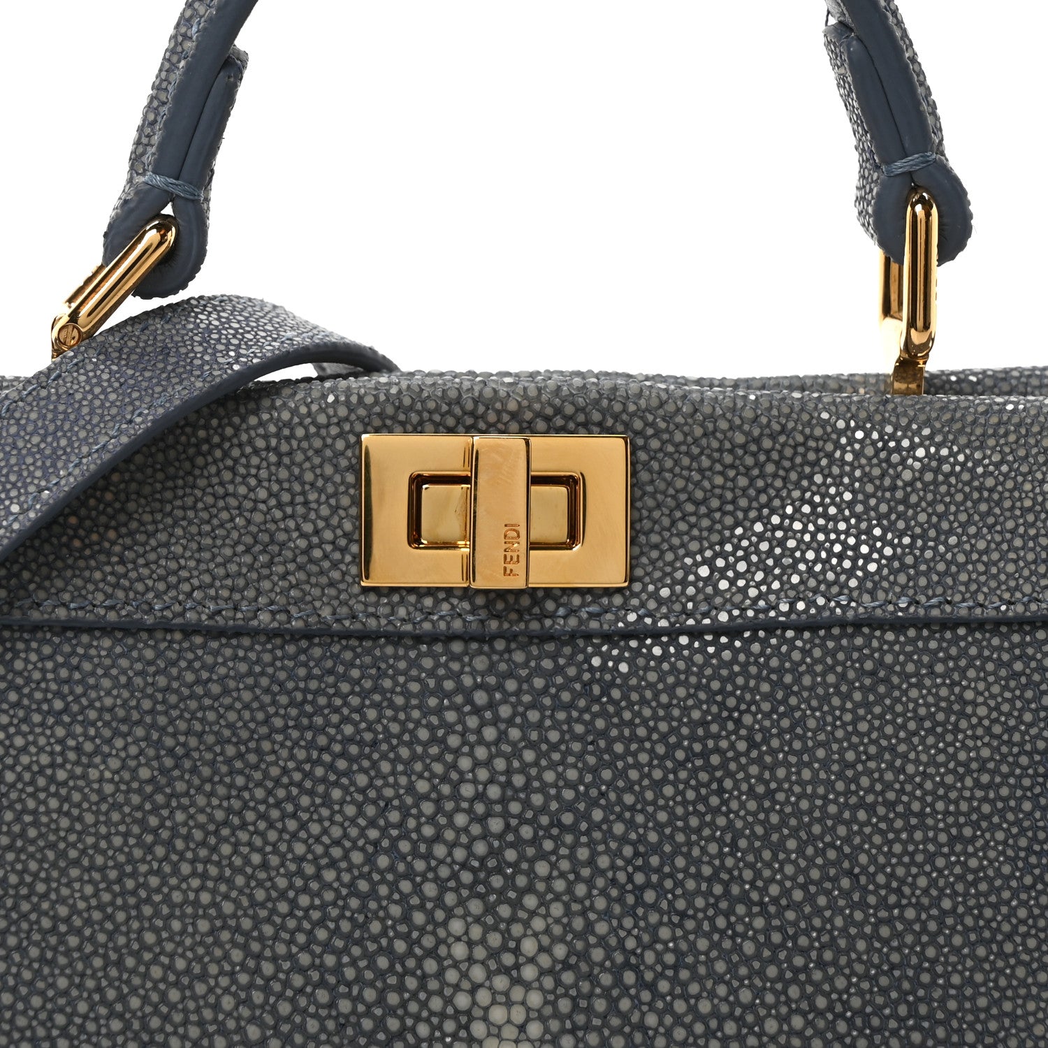 Fendi Stingray Shiny Nappa Petite Peekaboo I SEE U Satchel Mirto 9 of 10