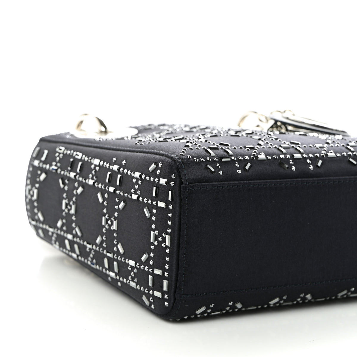 Satin Crystal Cannage Mini Lady Dior Navy