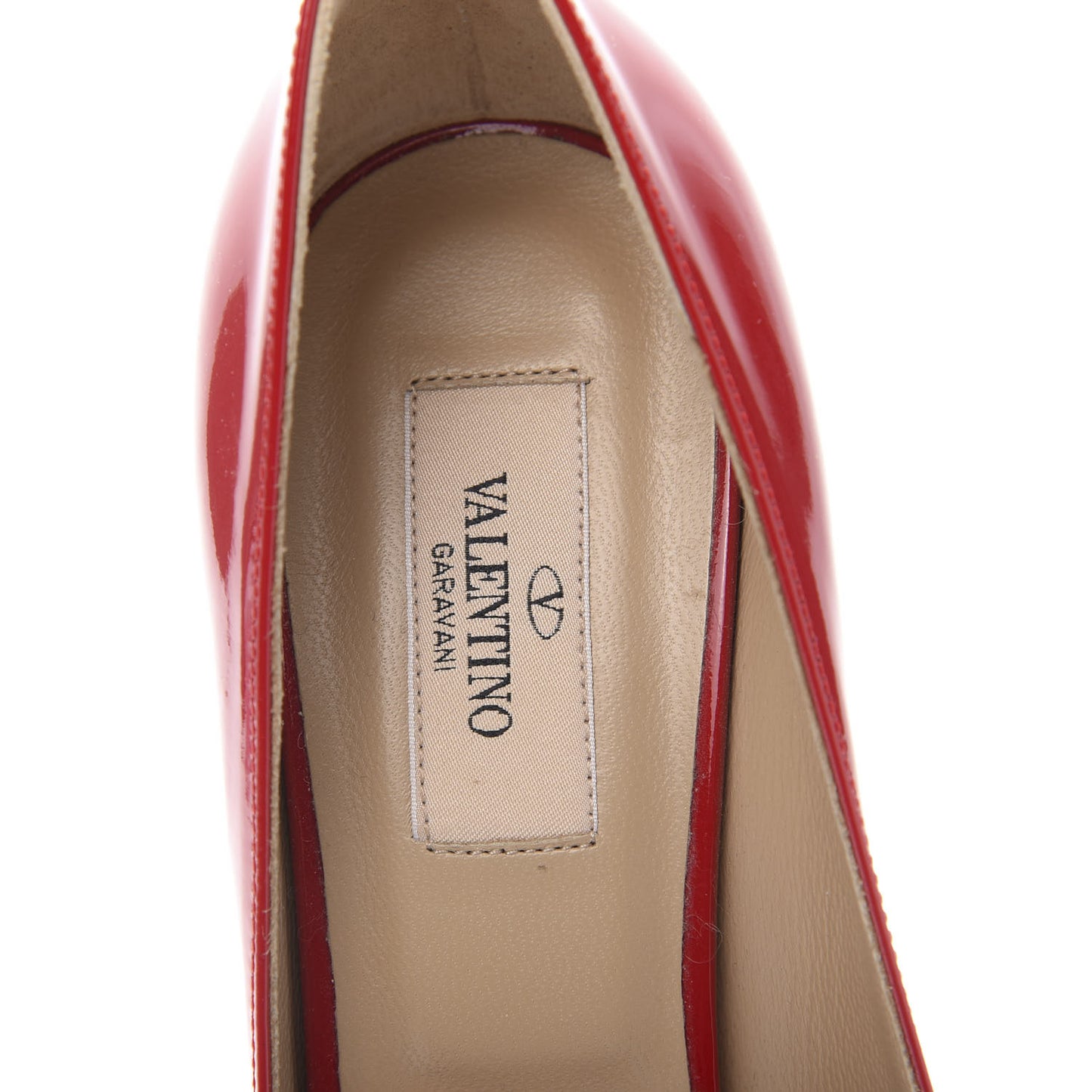 Patent Couture Bow Peep Toe Low Heel Pumps 38 Rosso Valentino