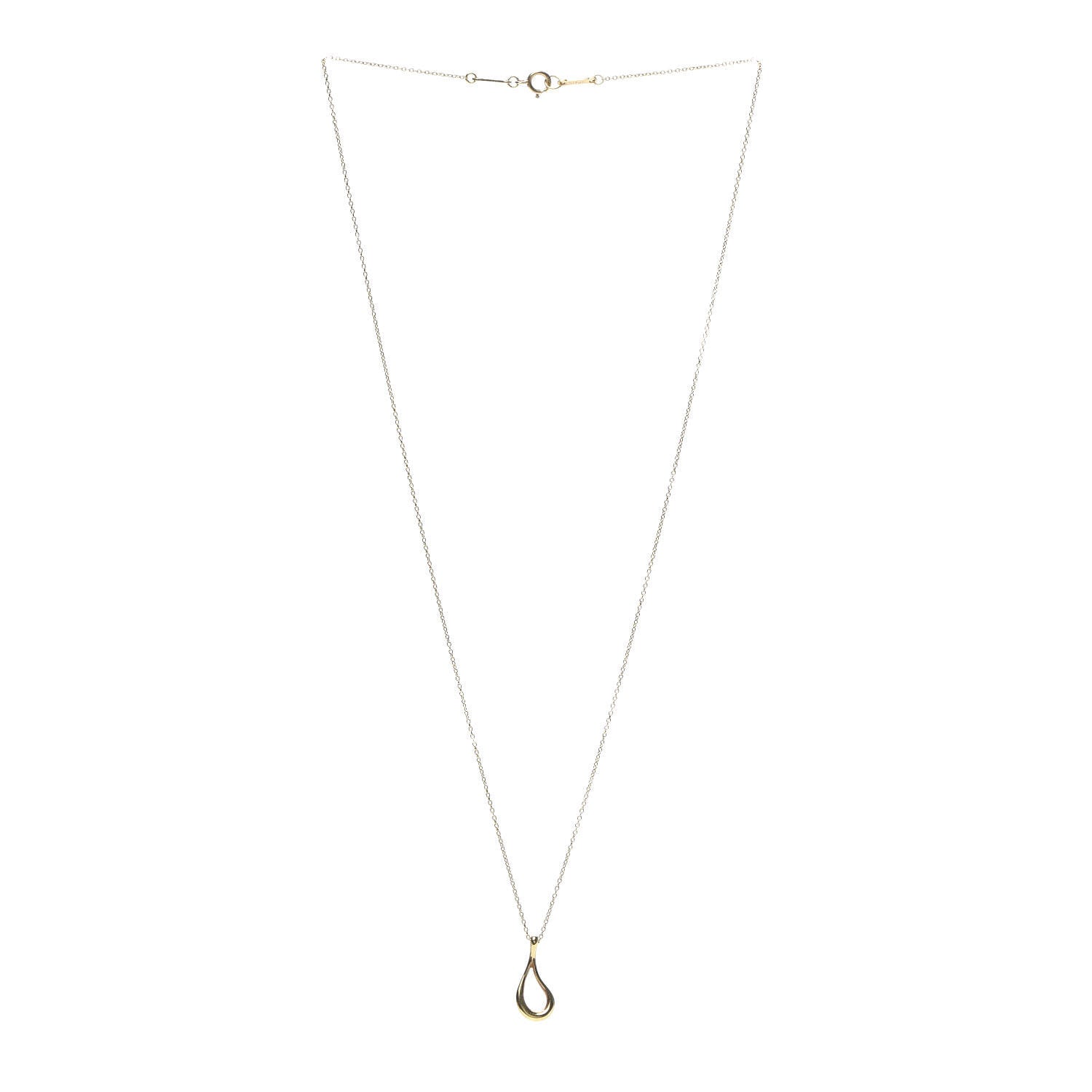 Tiffany 18K Yellow Gold Elsa Peretti Open Tear Drop Pendant Necklace 3 of 6
