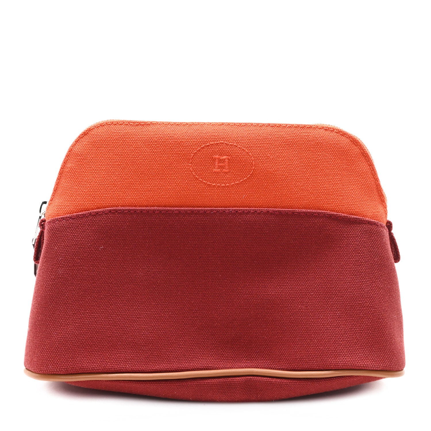 Hermes Cotton Canvas Bolide Travel Cosmetic Pouch Feu Tomette 1 of 7