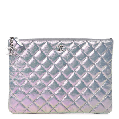 Chanel Iridescent Crumpled Lambskin Medium Cosmetic Case Light Blue 1 of 8