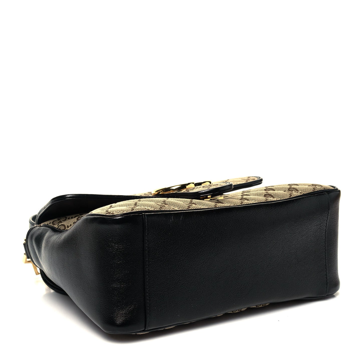 Monogram Azalea Calfskin Matelasse Diagonal Small GG Marmont Top Handle Shoulder Bag Beige Ebony Black
