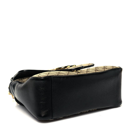 Gucci Monogram Azalea Calfskin Matelasse Diagonal Small GG Marmont Top Handle Shoulder Bag Beige Ebony Black 4 of 11