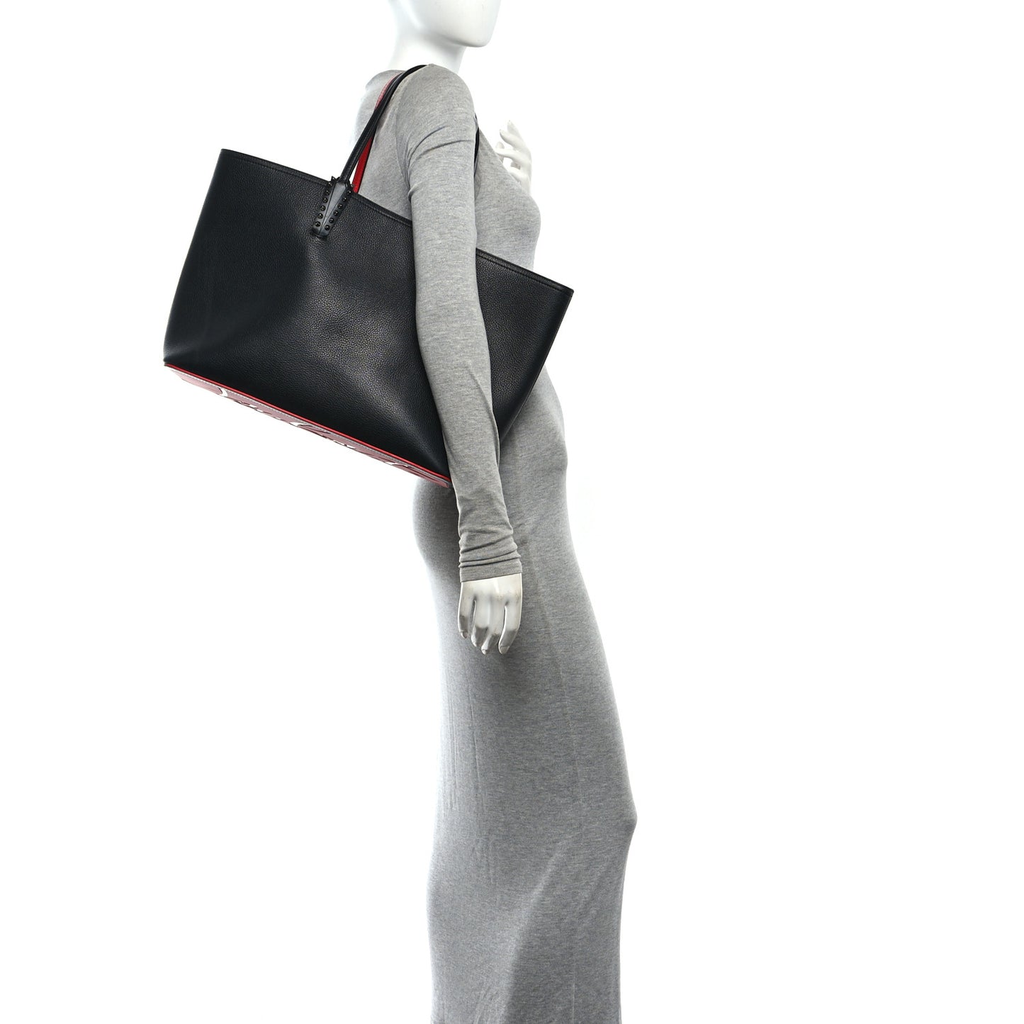 Calfskin Empire Spikes East West Cabata Tote Black