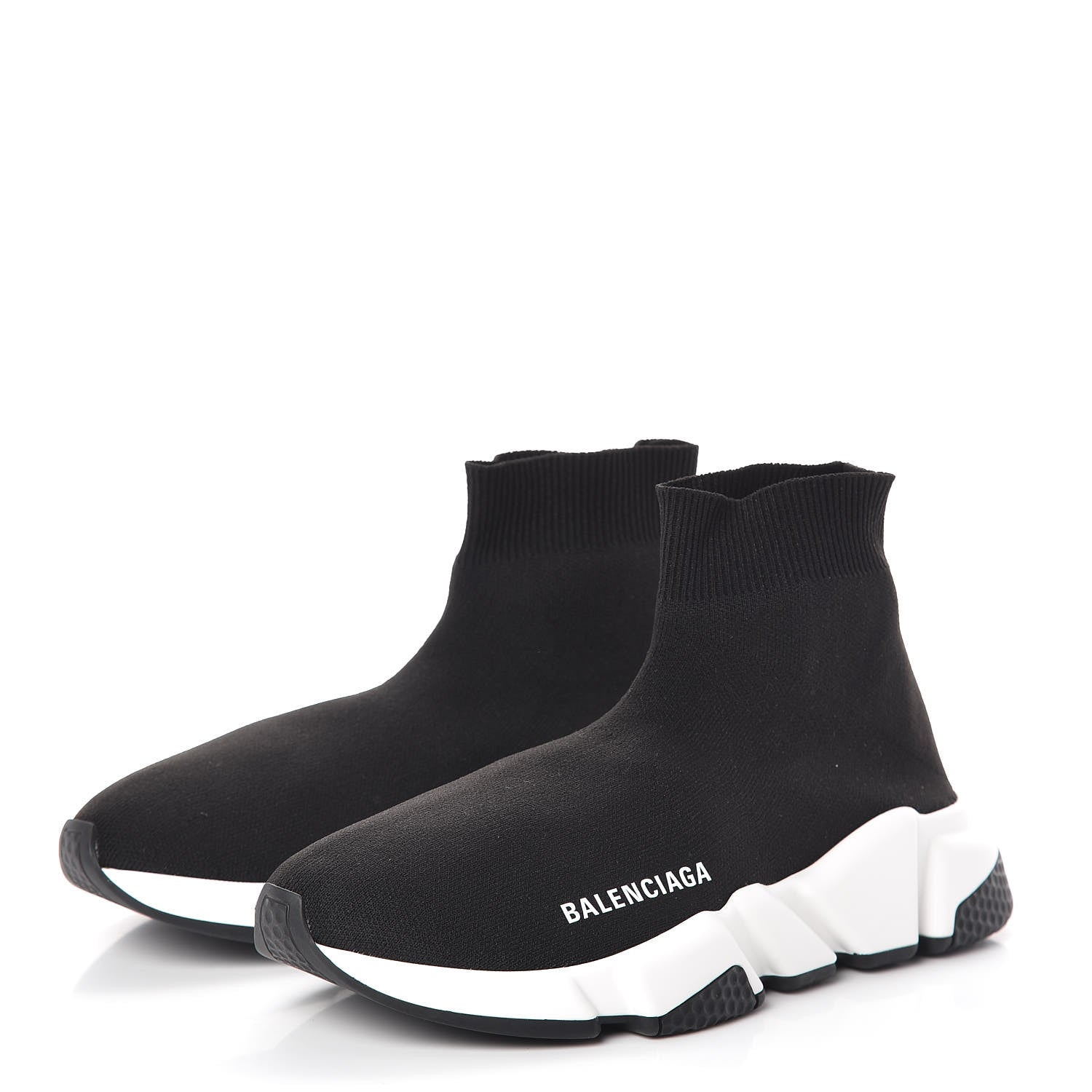 Balenciaga Neoprene Knit Womens Speed Sneakers 37 Black White 3 of 7