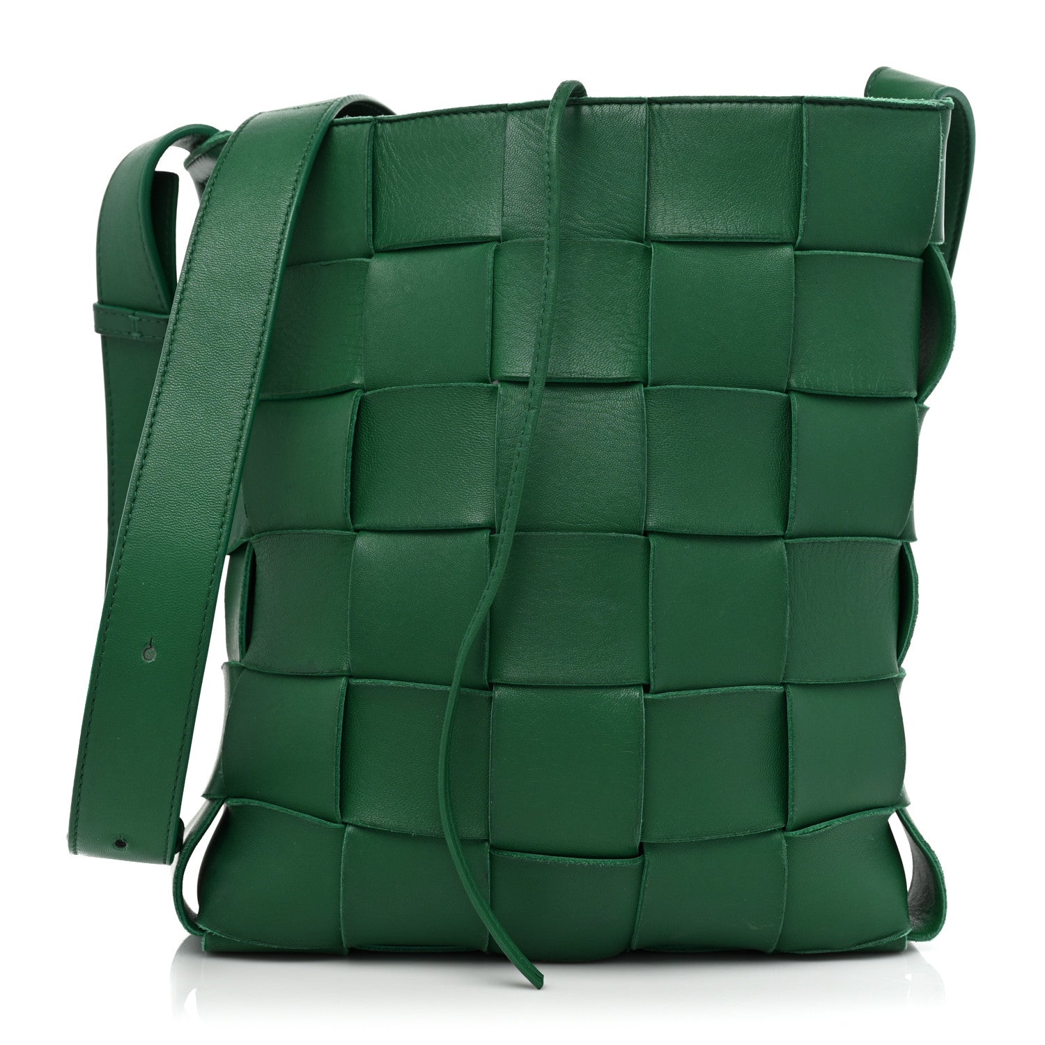 Bottega Veneta Lambskin Maxi Intrecciato Cassette Messenger Racing Green 1 of 28