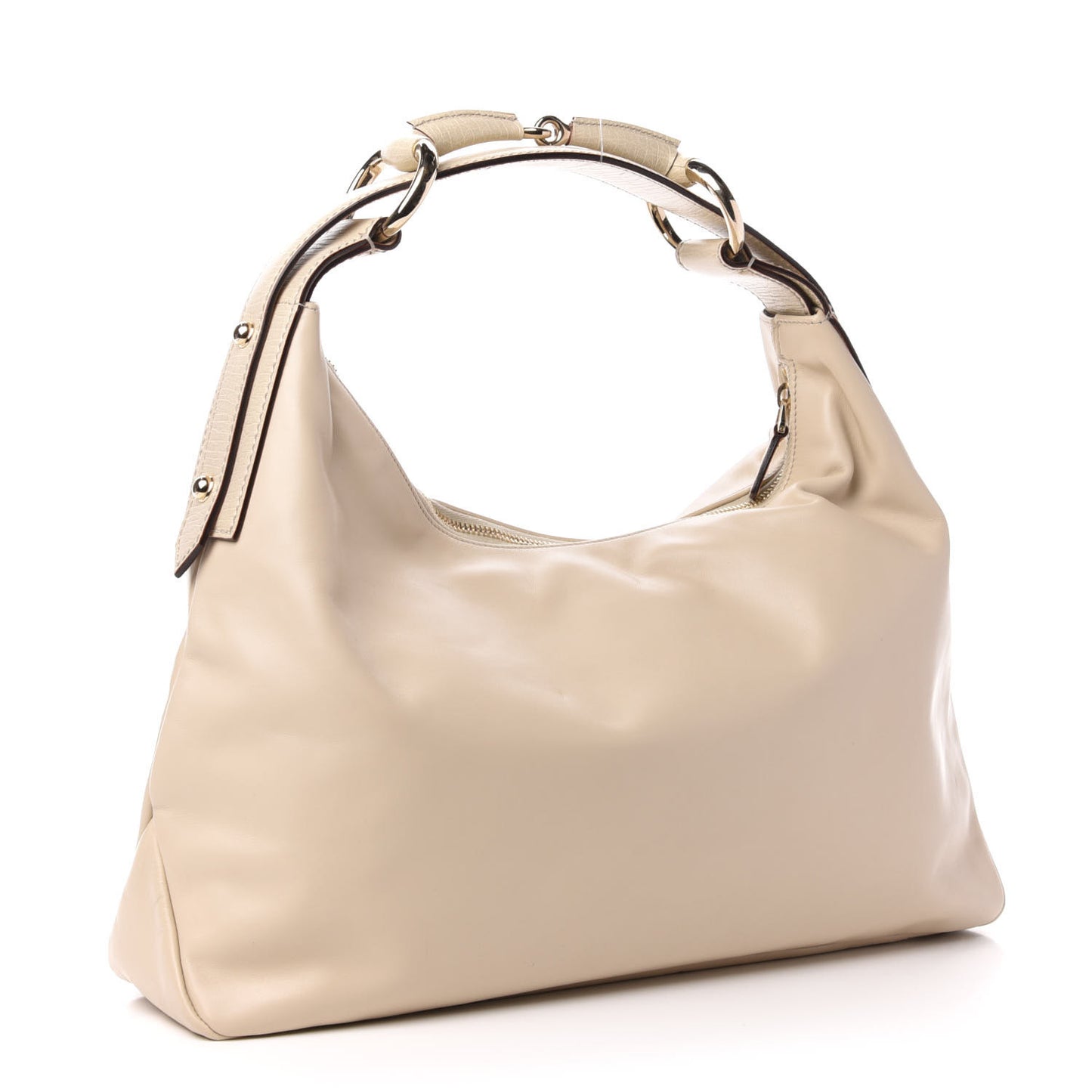 Calfskin Medium Horsebit Chain Hobo White