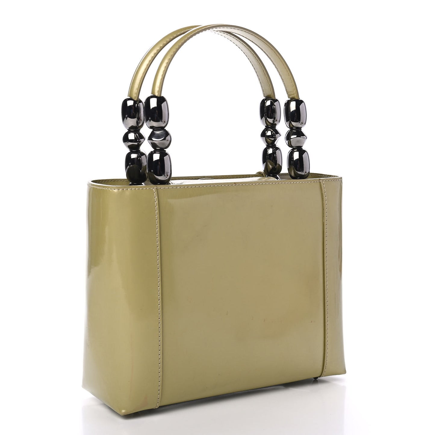 Calfskin Maris Pearl Beaded Top Handle Bag Beige