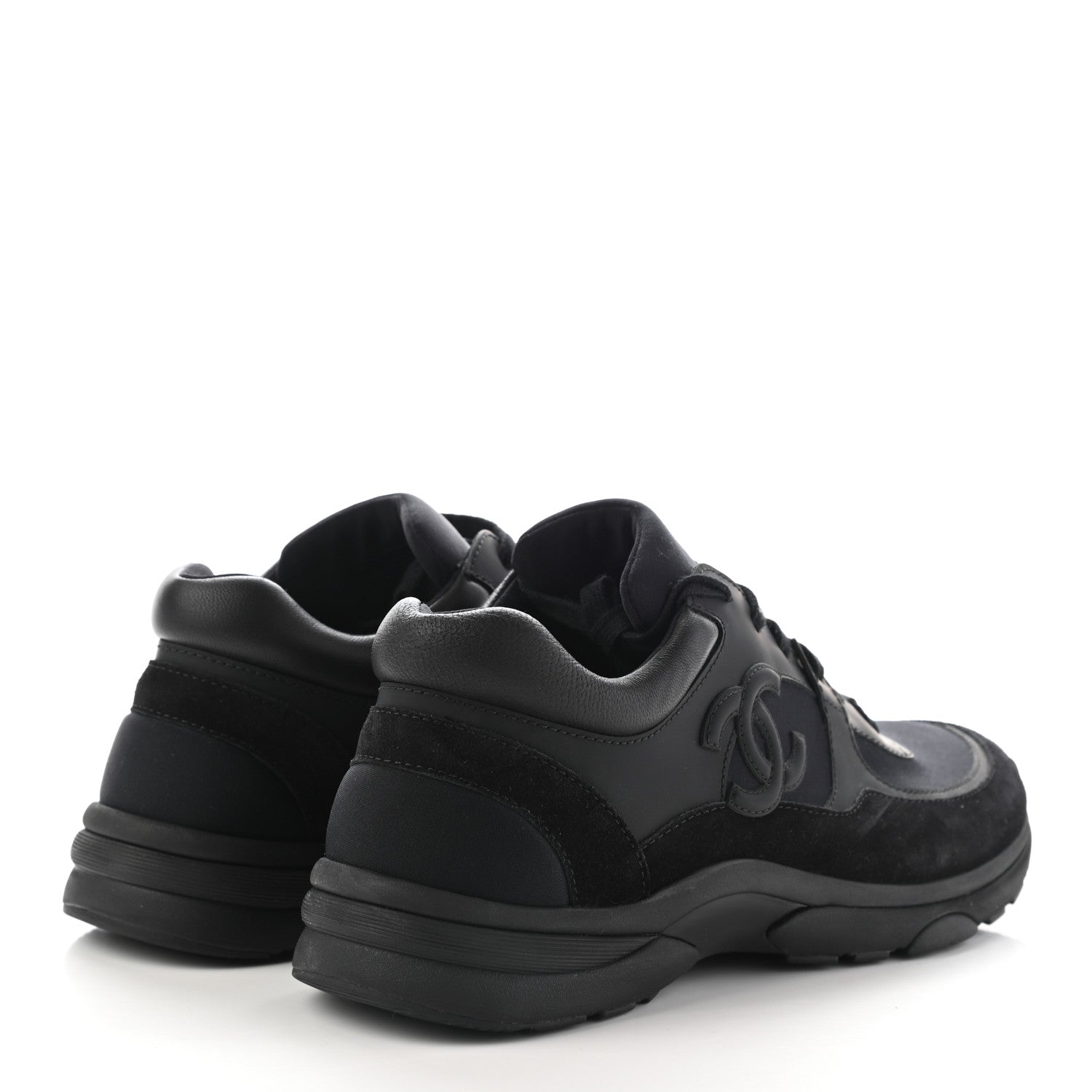 Chanel Toile Suede Calfskin CC Sneakers 40.5 Black 4 of 10