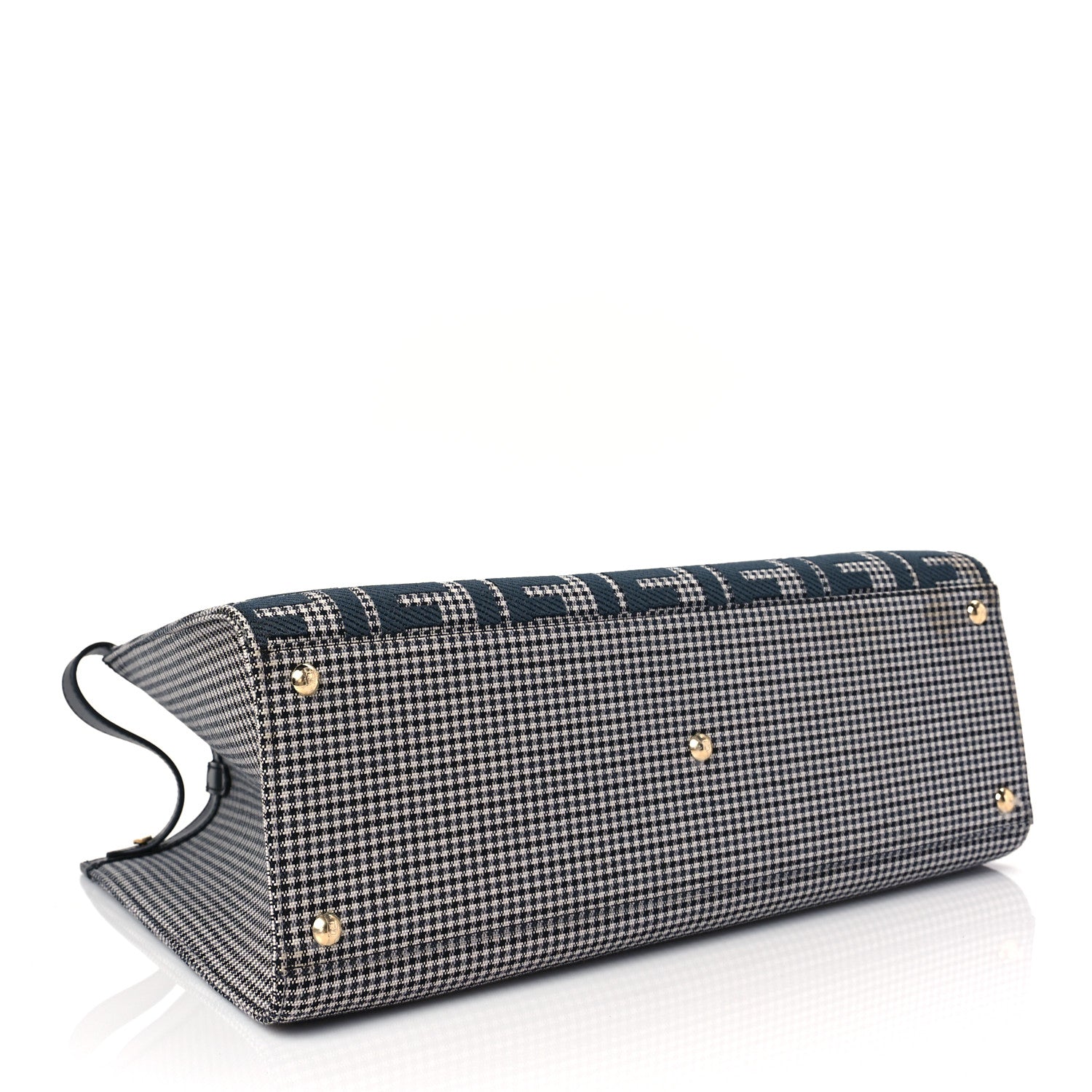 Fendi Wool Vitello King Houndstooth FF Embroidered Medium Peekaboo X-Tote Grigio Anthracite 4 of 8