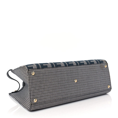 Fendi Wool Vitello King Houndstooth FF Embroidered Medium Peekaboo X-Tote Grigio Anthracite 4 of 8