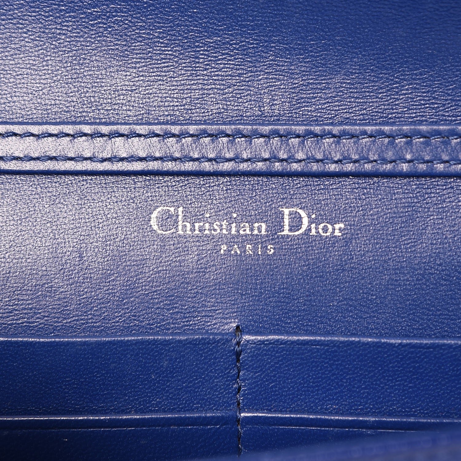 Christian Dior Grained Calfskin Diorama Wallet on Chain Pouch Blue 7 of 8