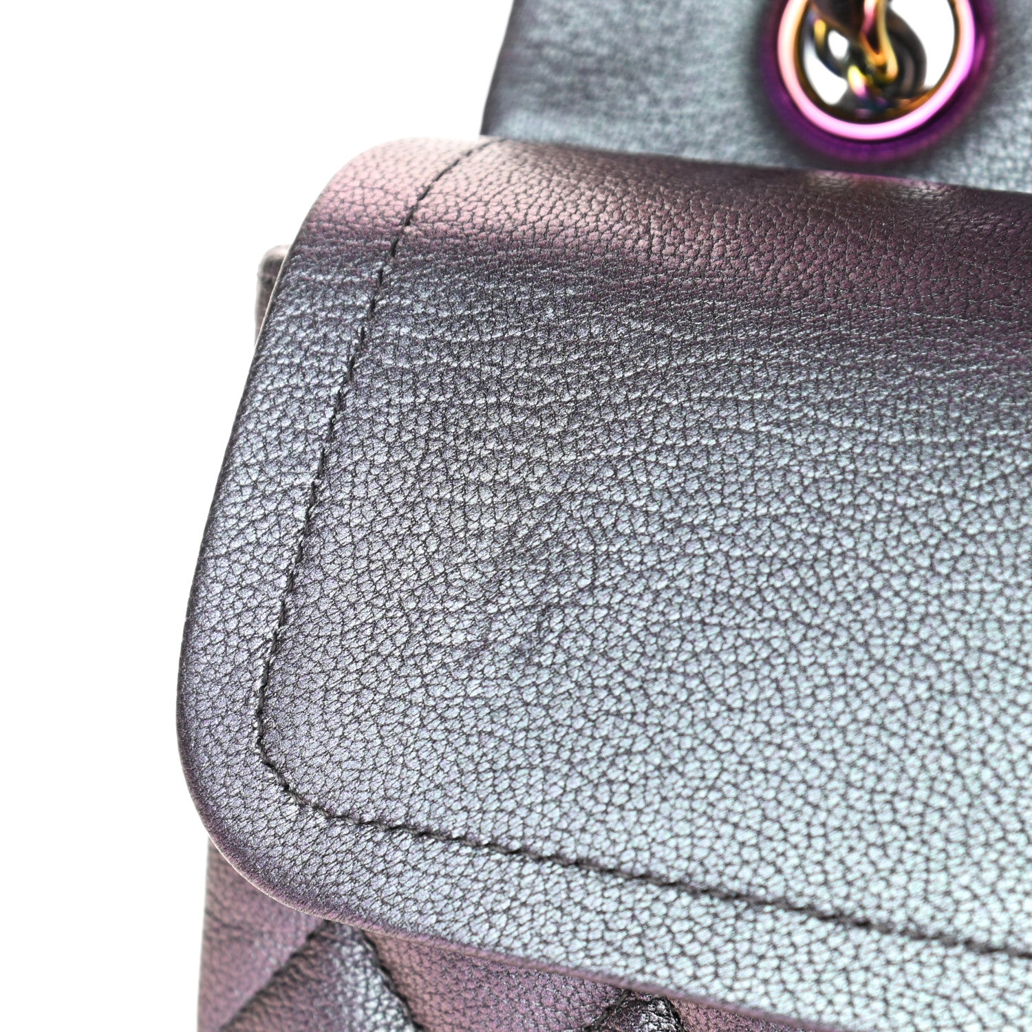 Chanel Iridescent Goatskin Quilted Medium Double Flap Purple 5 of 5