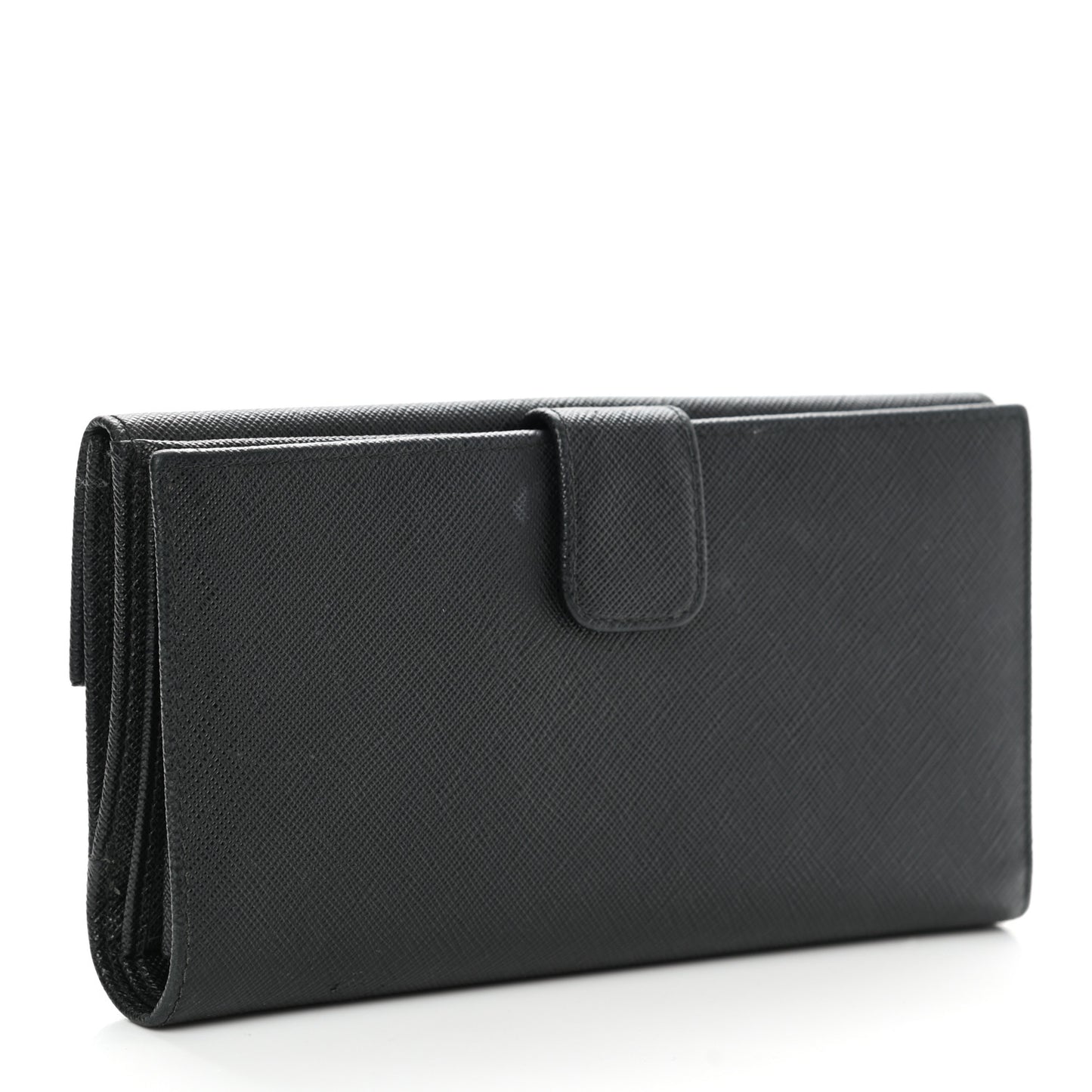 Saffiano Triangle Continental Flap Wallet Black